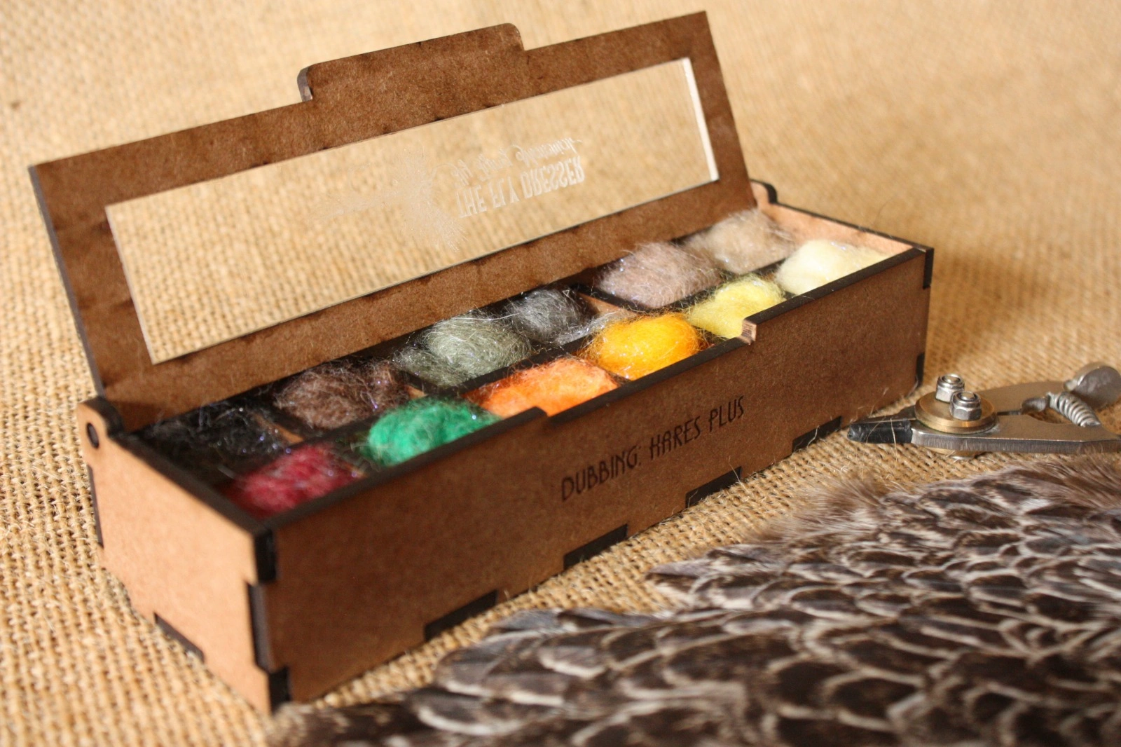 Hares dubbing collection fly tying material in TFD storage box